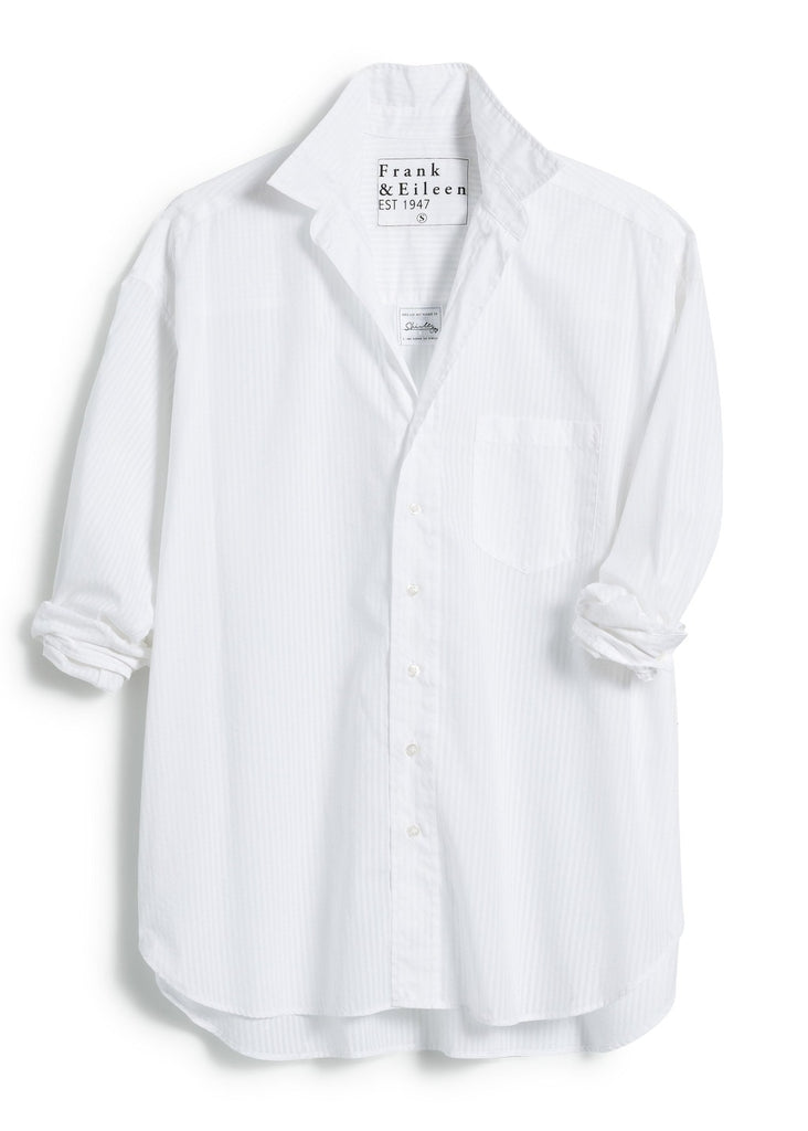Frank & Eileen "Shirley" Oversized Button Up in White on White Stripe | Tula's Online Boutique
