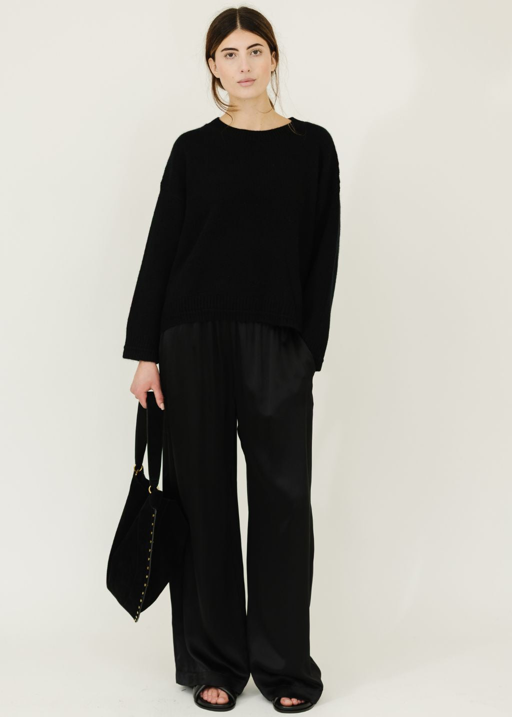 Sablyn Alston Boyfriend Crewneck in Black Cashmere | Shop Tula