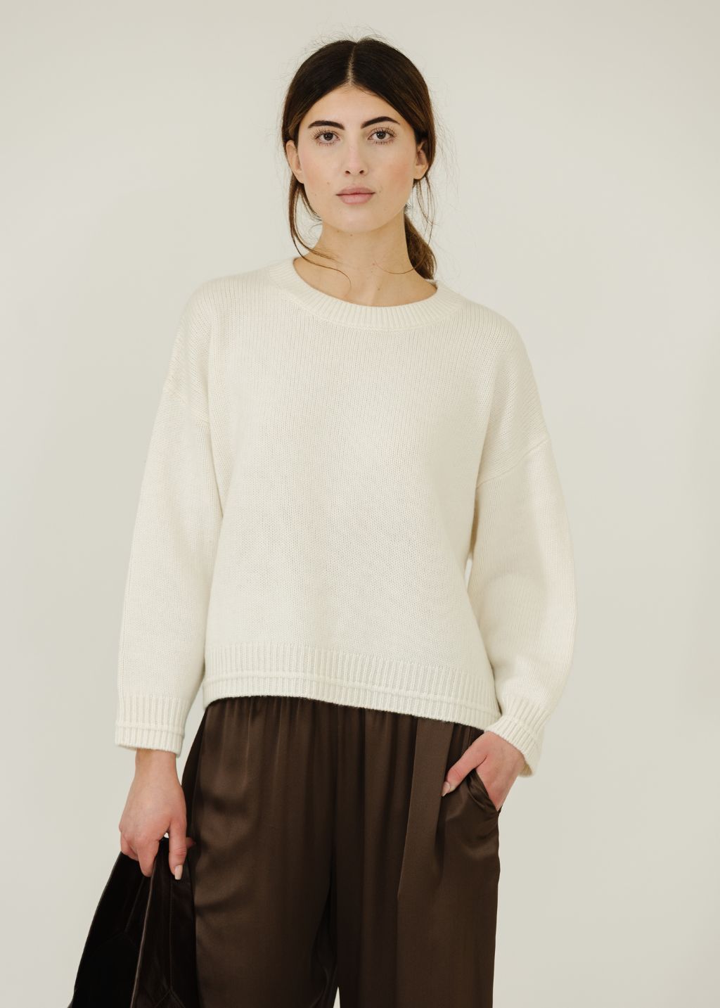 Sablyn Alston Boyfriend Crewneck in Gardenia | Shop Tula