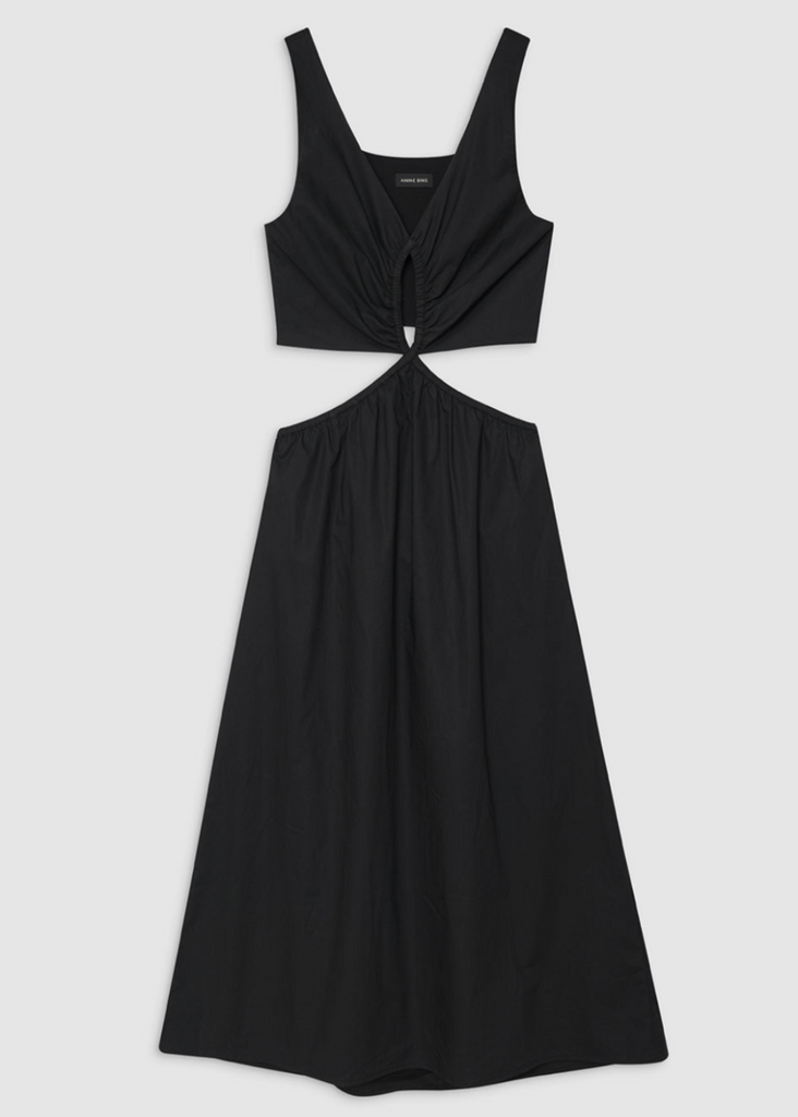 Anine Bing Dione Dress in Black Flat Lay | Tula Designer Boutique 