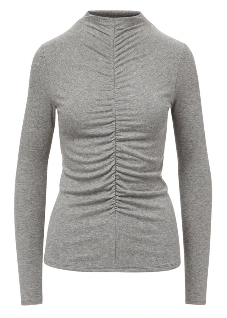 Veronica Beard Theresa Ruched Turtleneck in Grey | Tula's Online Boutique