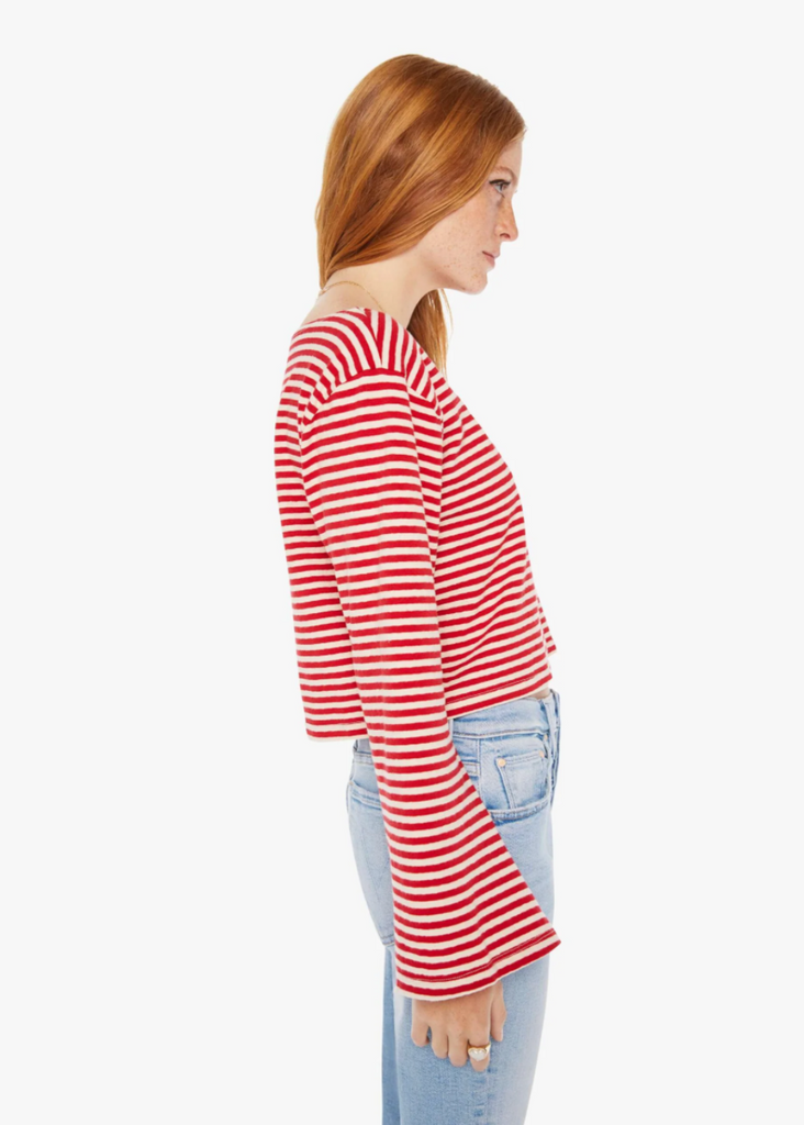 MOTHER The Skipper Bell Top in Red Side | Tula's Online Boutique