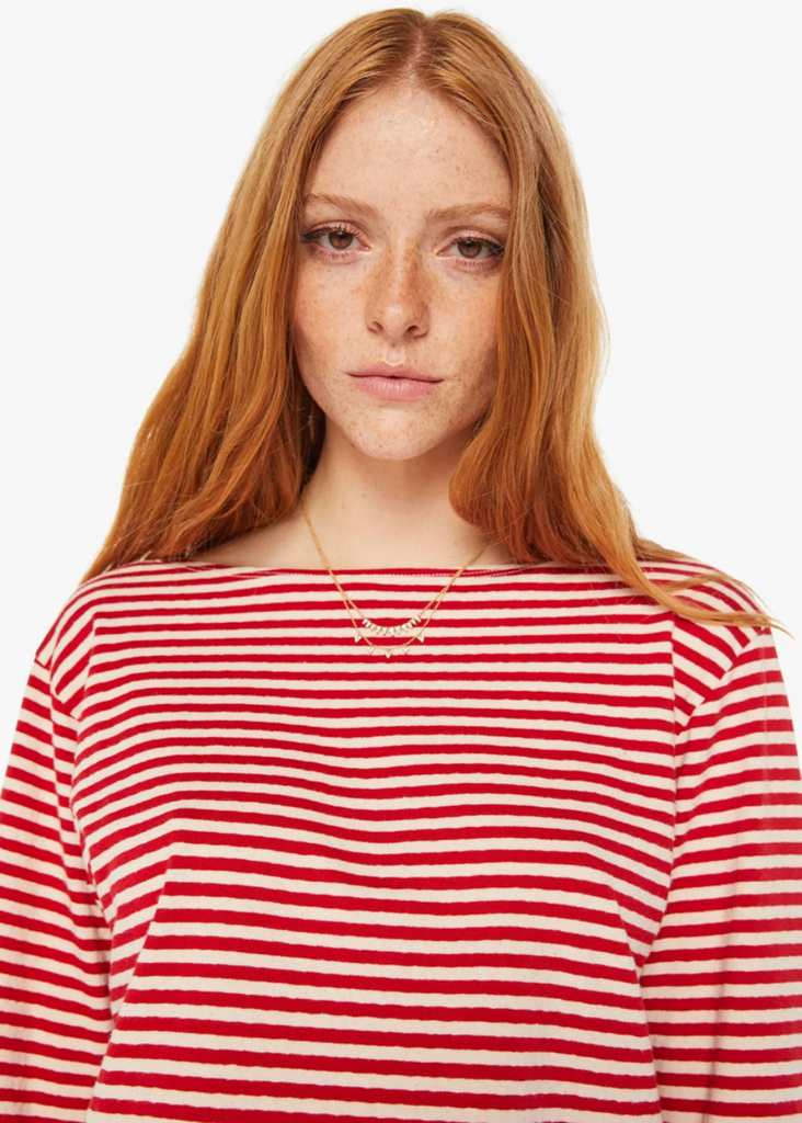 MOTHER The Skipper Bell Top in Red Details | Tula's Online Boutique