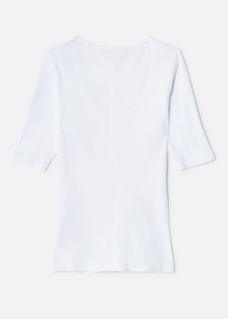 RE/DONE | Hanes Ribbed Scoop Neck Tee in White | Tula's Online Boutique