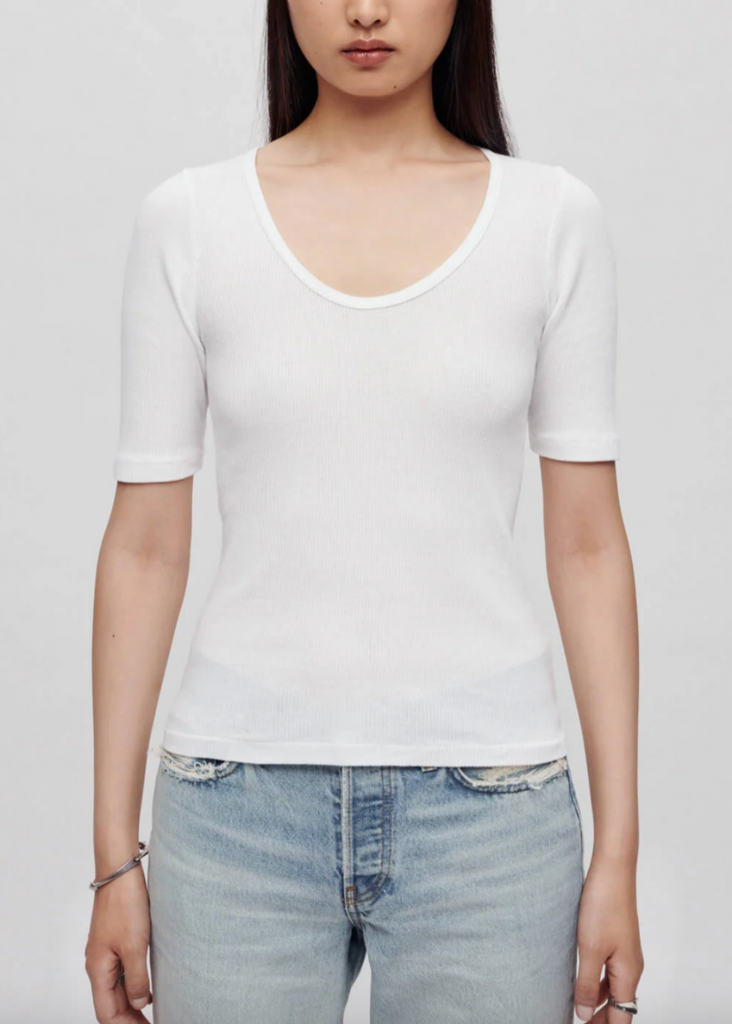 RE/DONE | Hanes Ribbed Scoop Neck Tee | Tula's Online Boutique