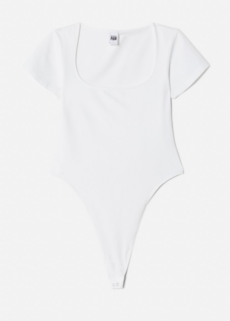 RE/DONE Square Neck Bodysuit in White | Tula's Online Boutique