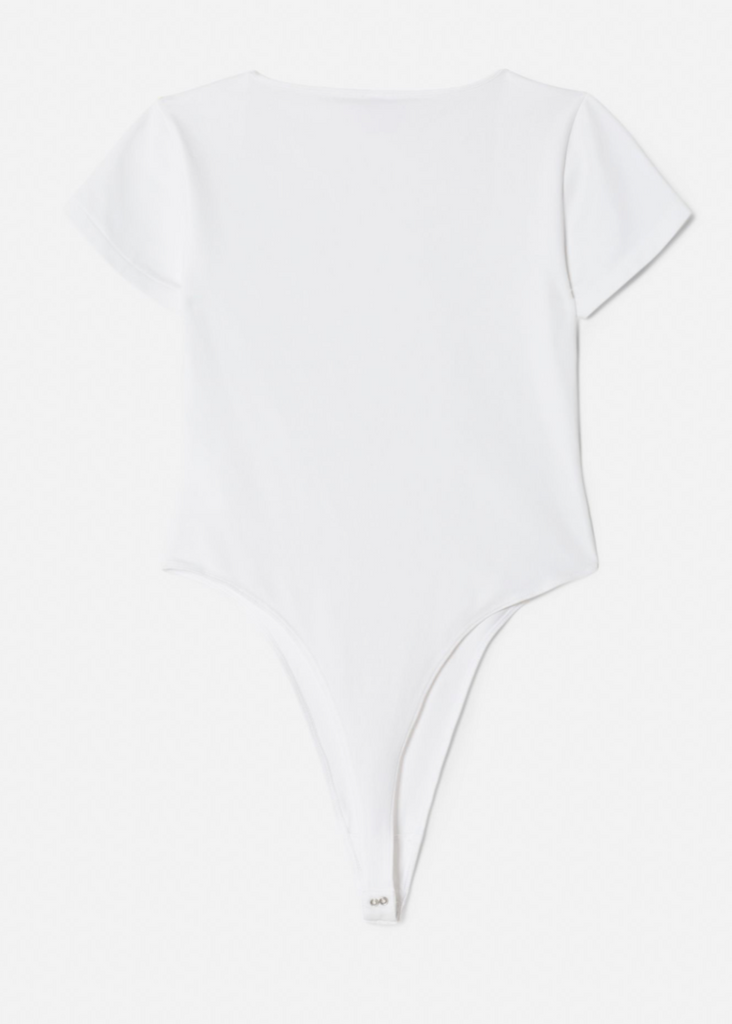 RE/DONE | PAM Square Neck Bodysuit in White | Tula's Online Boutique