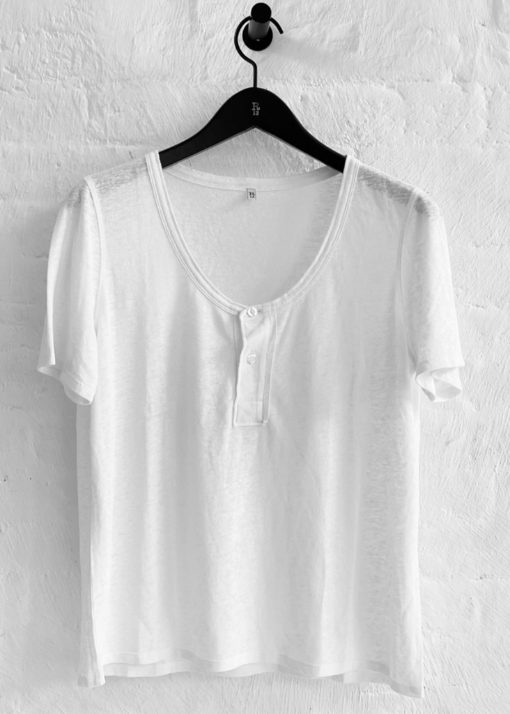 R13 Low Neck Henley Tee in White | Tula's Online Boutique