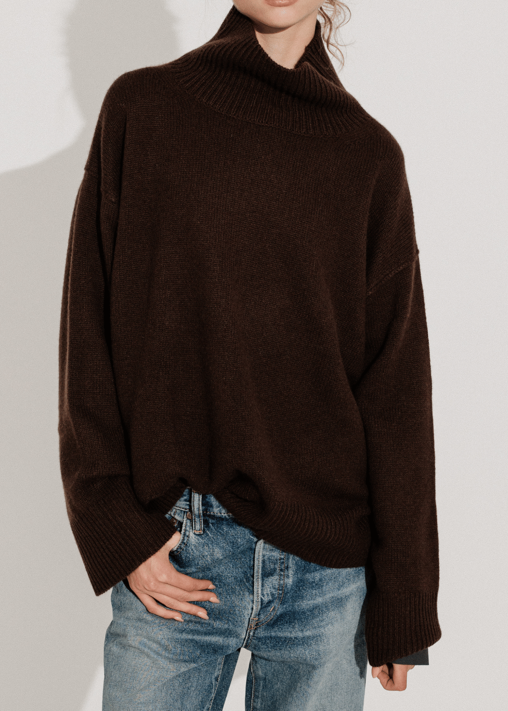 Soft Goat Boyfriend Turtleneck in Mocha | Shop Tula