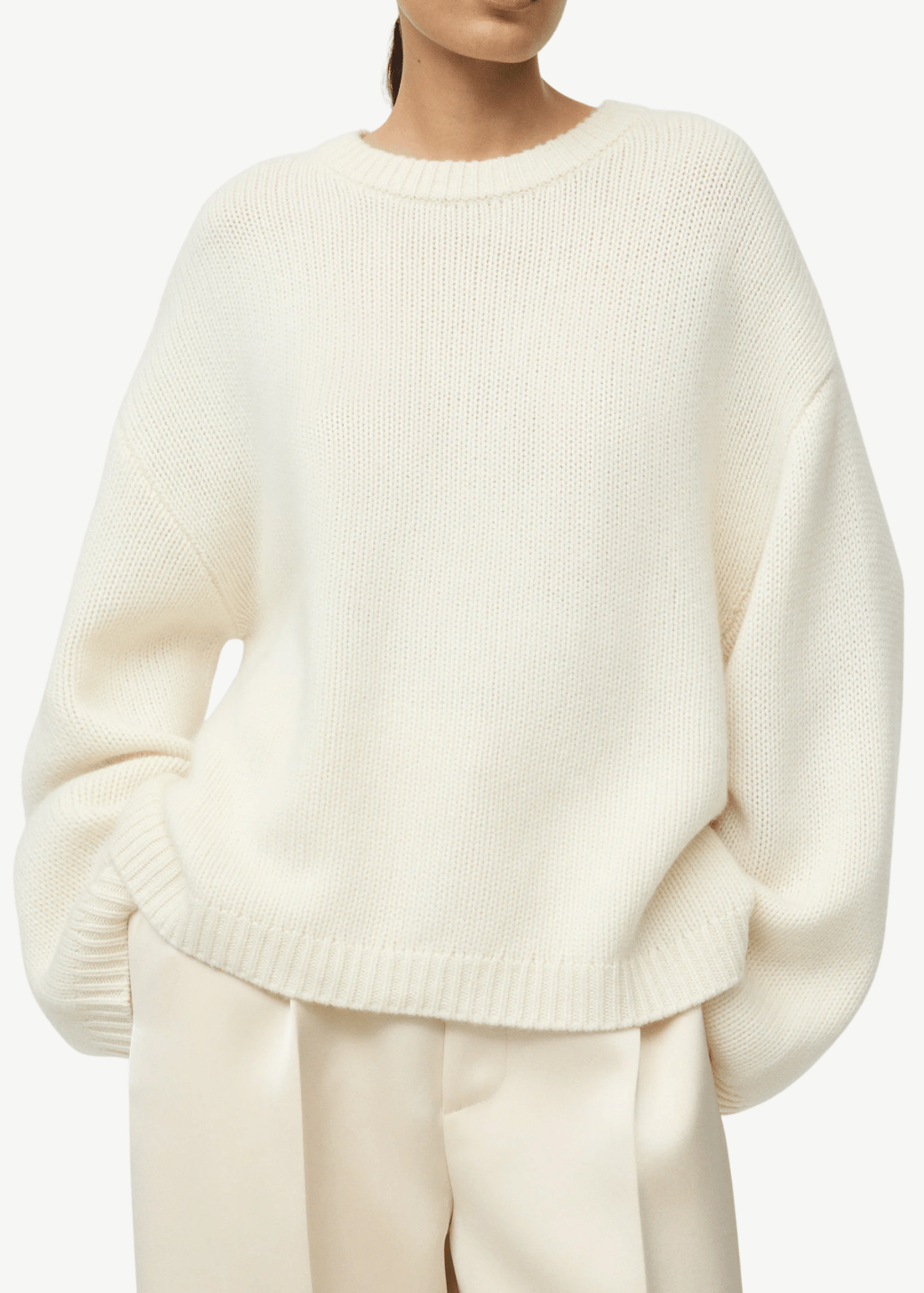 Soft Goat Chunky Crewneck in Feather | Shop Tula