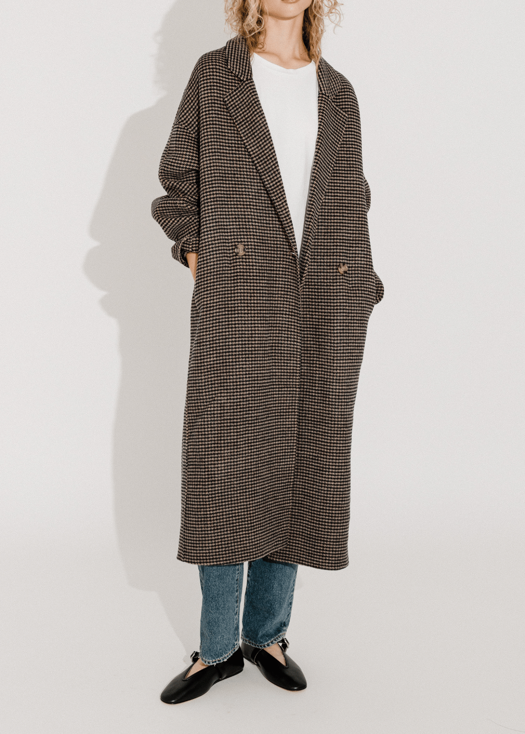 Soft Goat Oversized Houndstooth Coat | Shop Tula
