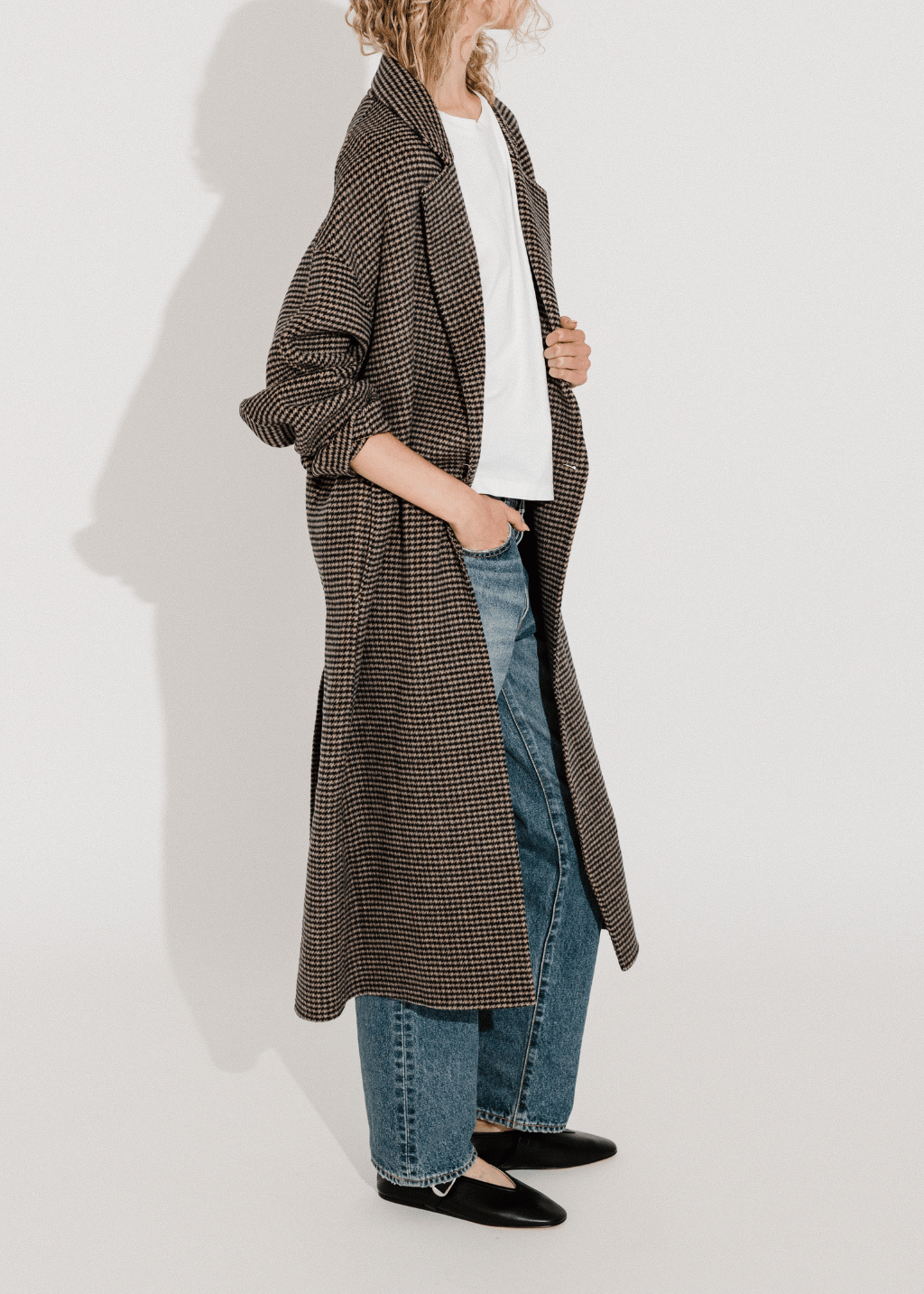 Soft Goat Oversized Houndstooth Coat | Shop Tula
