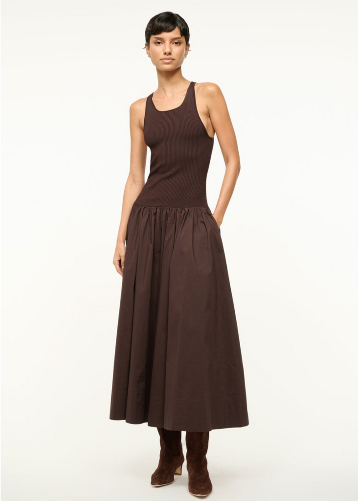 Staud Yamila Dress in Earth | Tula's Online Boutique