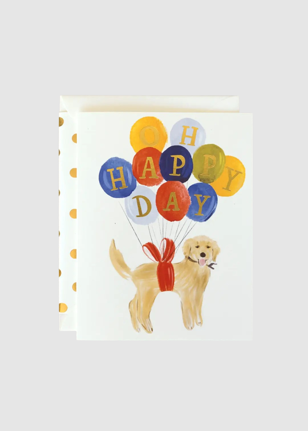 The First Snow Golden Retriever with Balloons Birthday Card | Shop Tula
