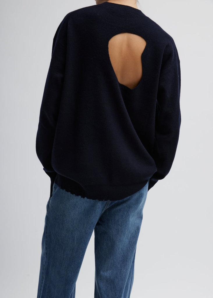 Tibi Anna Merino Wool Pullover in Navy | Tula's Online Boutique