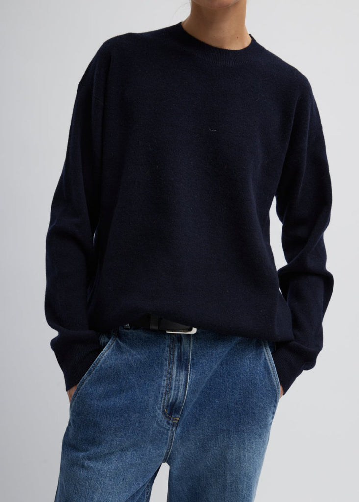 Tibi Anna Merino Wool Pullover in Dark Navy | Tula's Online Boutique