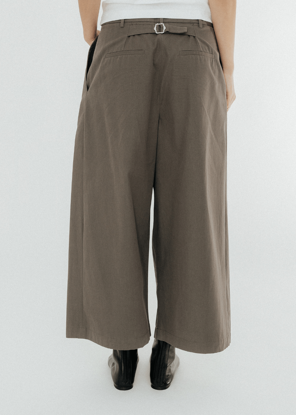 Tibi Bio Twill Triple Pleat Cropped Pant in Dark Stone | Shop Tula
