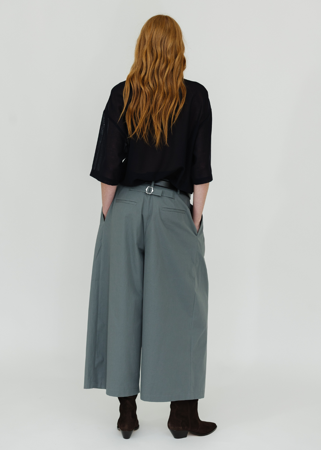 Tibi Bio Twill Triple Pleat Cropped Pant in Grey | Shop Tula