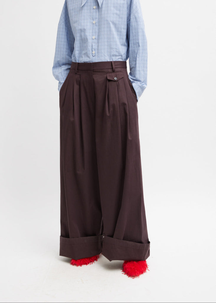 Tibi Bio Twill Triple Pleat Pant in Plum | Tula's Online Boutique