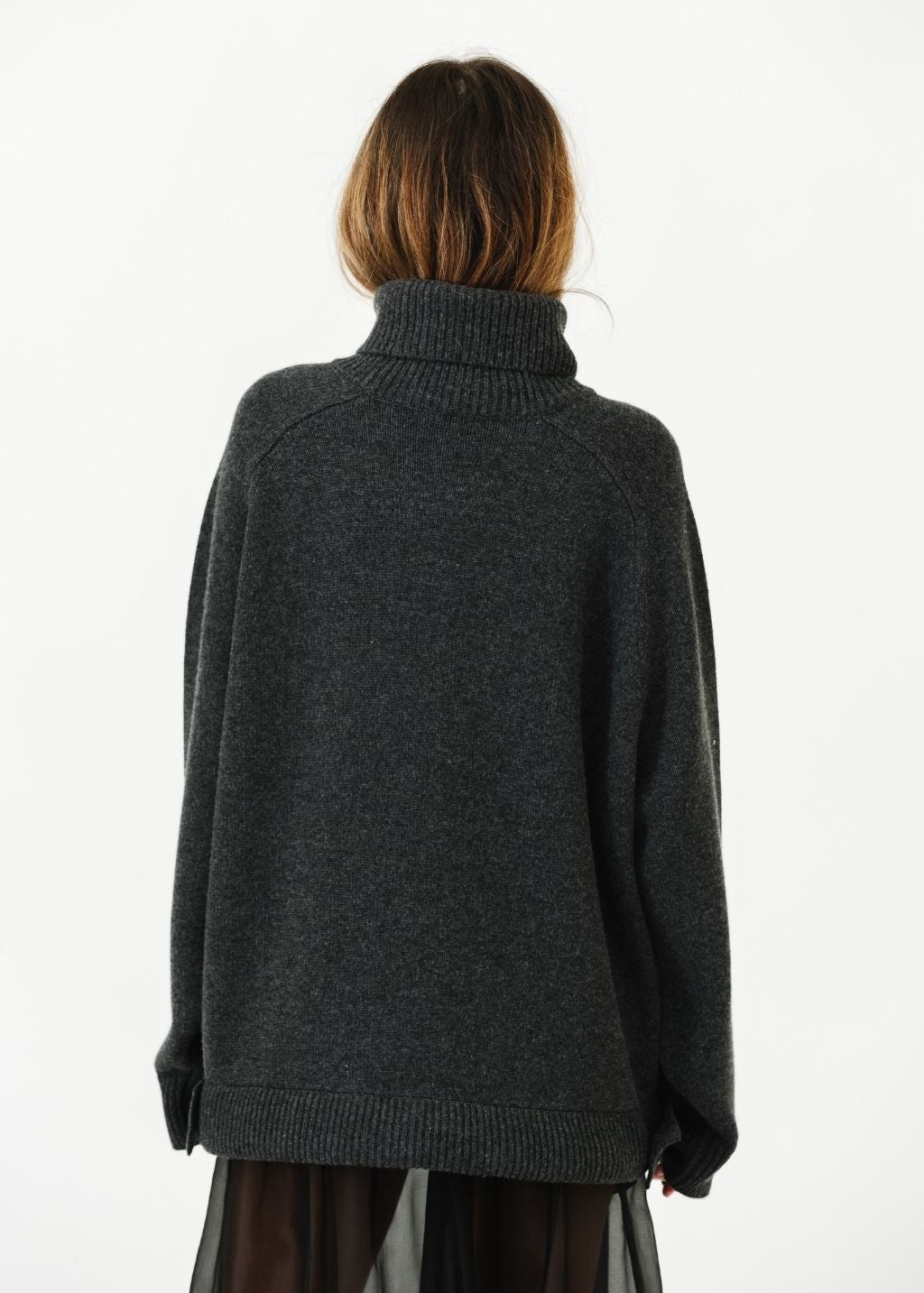 Tibi Cashmere Sweater TNeck Oversized Pullover Back | Shop Tula