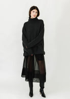 Tibi Cashmere Sweater TNeck Oversized Pullover in Dark Grey | Shop Tula