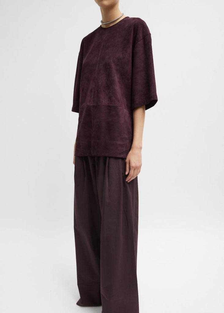 Tibi Cassiterite Suede Easy T-Shirt in Plum | Tula's Online Store