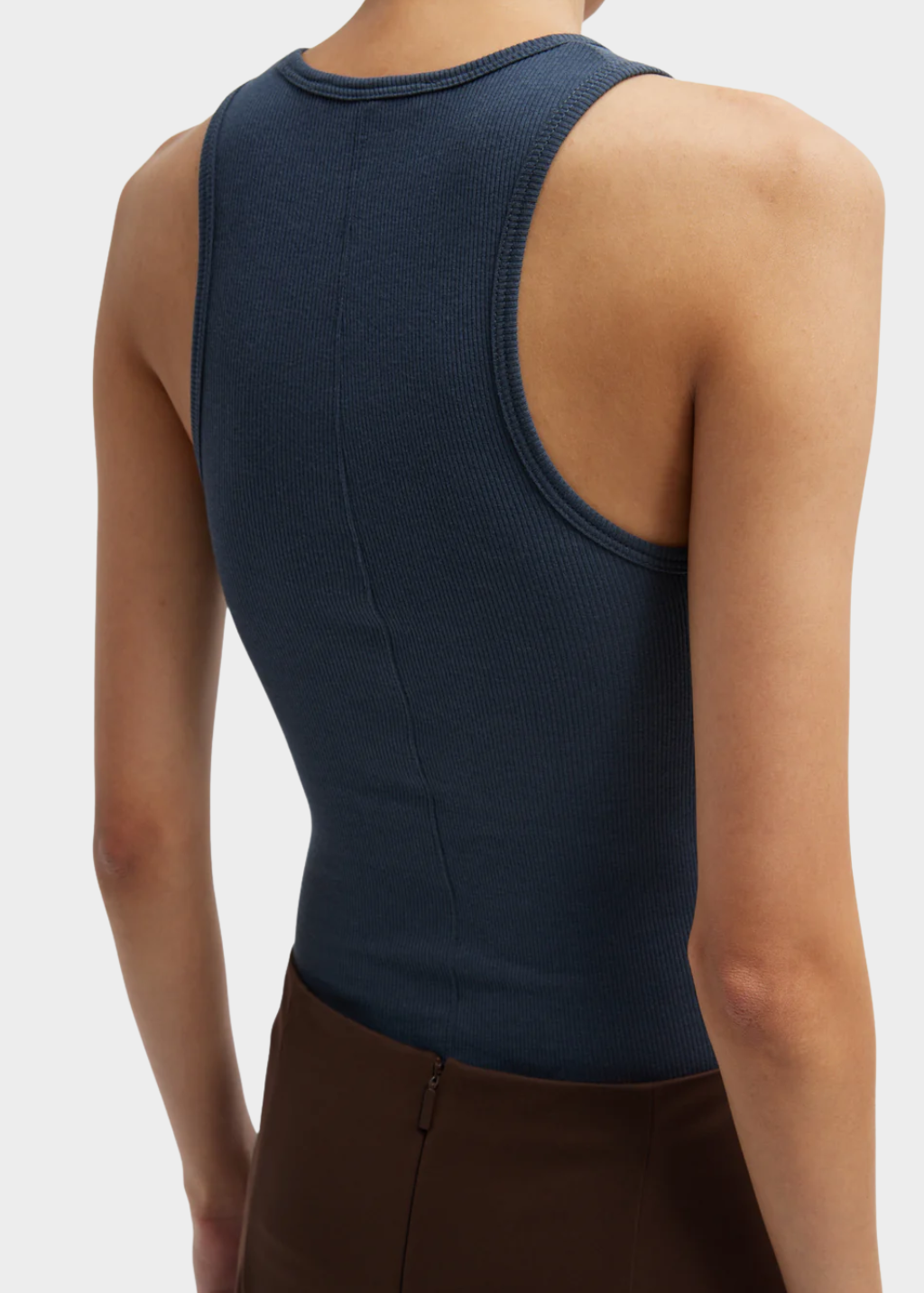 Tibi Circular Fine Rib T Tank in Blue Fog | Shop Tula