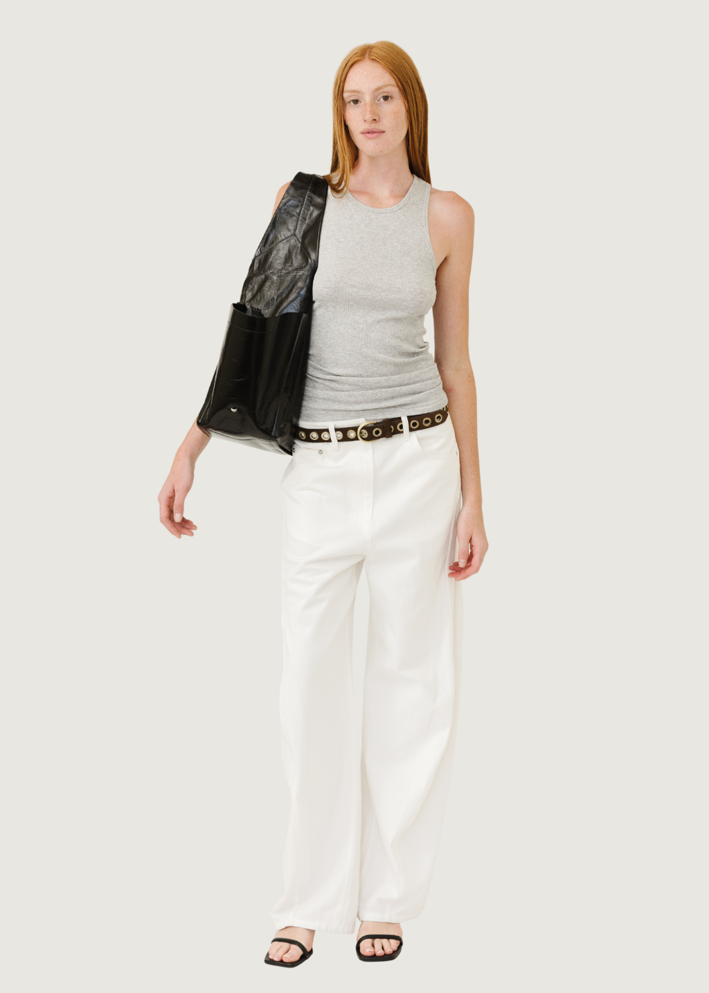 Tibi Circular Fine Rib T Tank in Heather Grey | Shop Tula