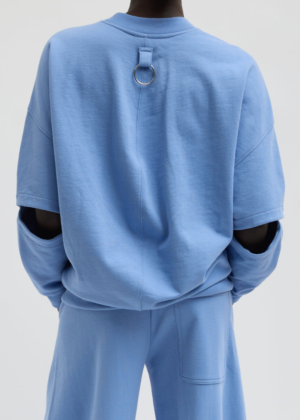 Tibi Cocoon Crewneck Sweatshirt in Blue | Shop Tula