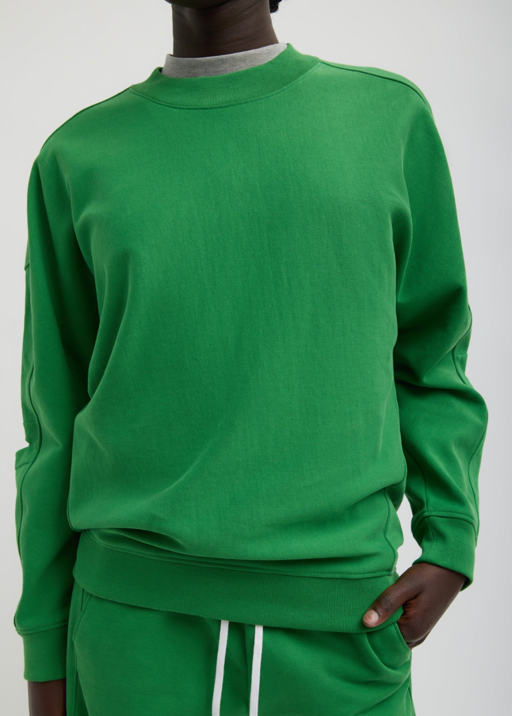 Tibi Cocoon Crewneck Sweatshirt in Green | Shop Tula