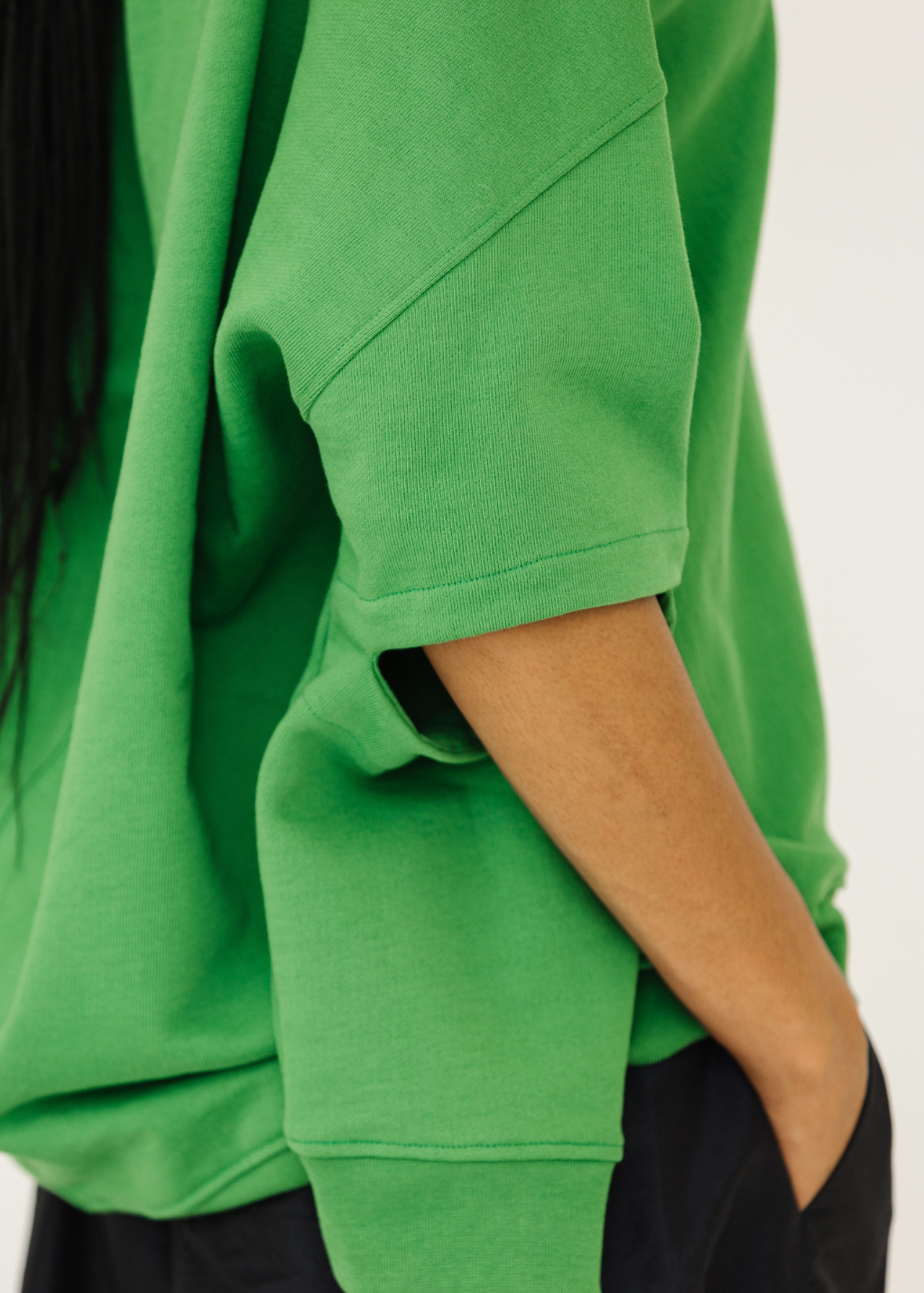 Tibi Cocoon Crewneck Sweatshirt in Green | Shop Tula