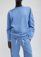Tibi Cocoon Crewneck Sweatshirt in Light Blue | Shop Tula