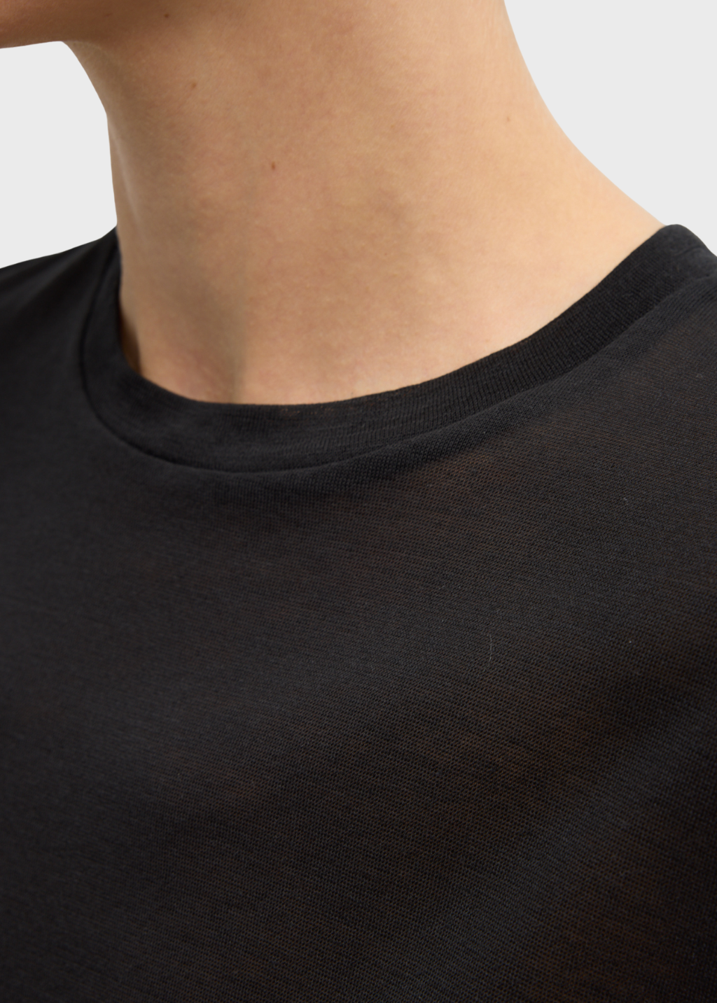 Tibi Crepe Knit Mock Neck Unisex T in Black | Shop Tula