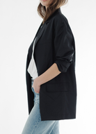 Tibi Crispy Nylon Liam Blazer in Black | Shop Tula