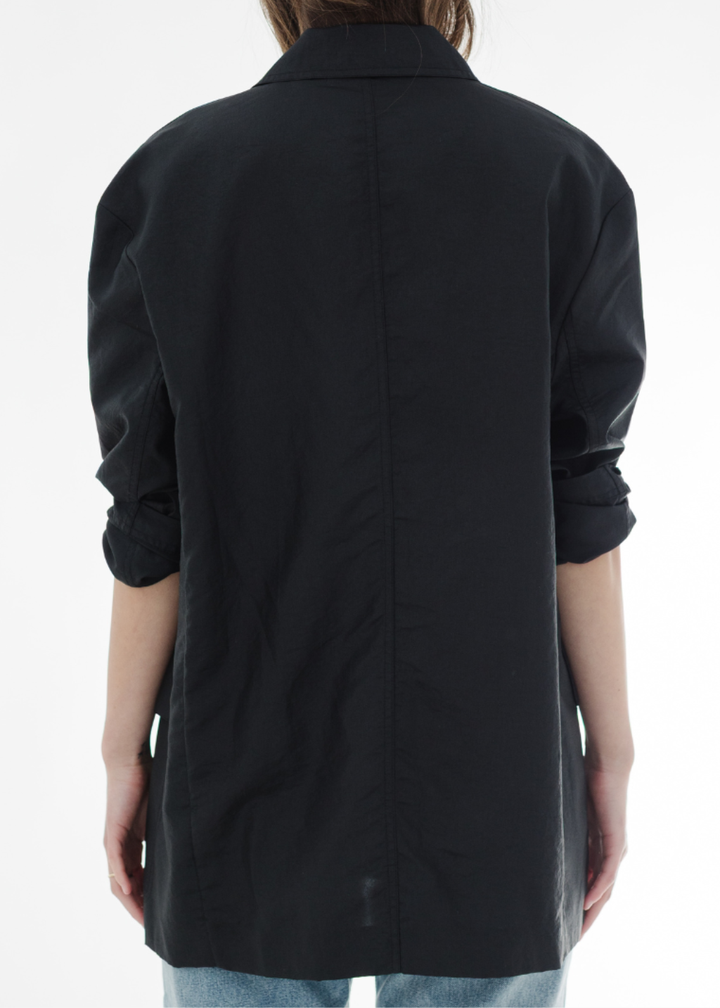 Tibi Crispy Nylon Liam Blazer in Black | Shop Tula