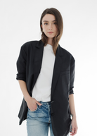 Tibi Crispy Nylon Liam Blazer in Black | Shop Tula