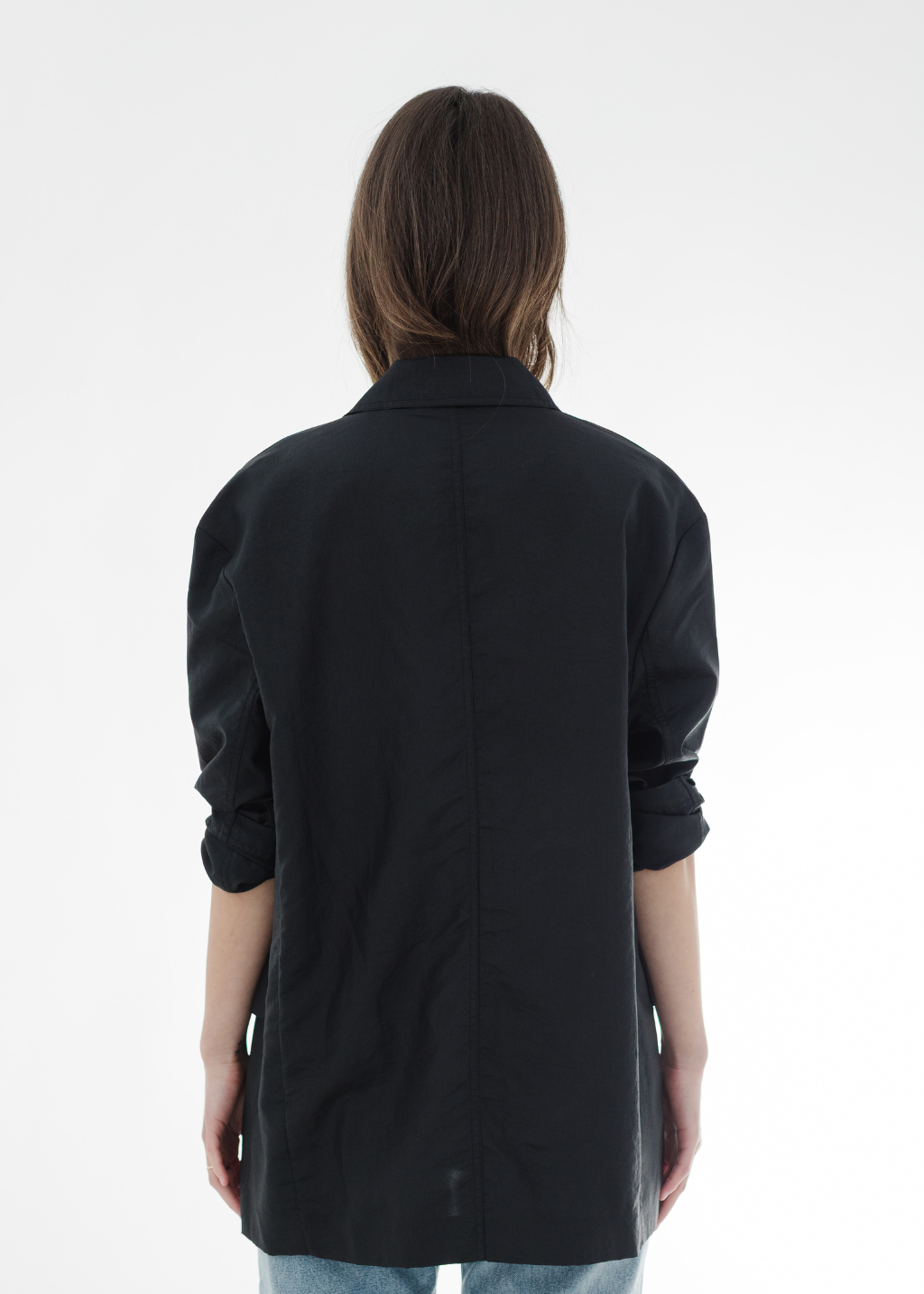 Tibi Crispy Nylon Liam Blazer in Black | Shop Tula