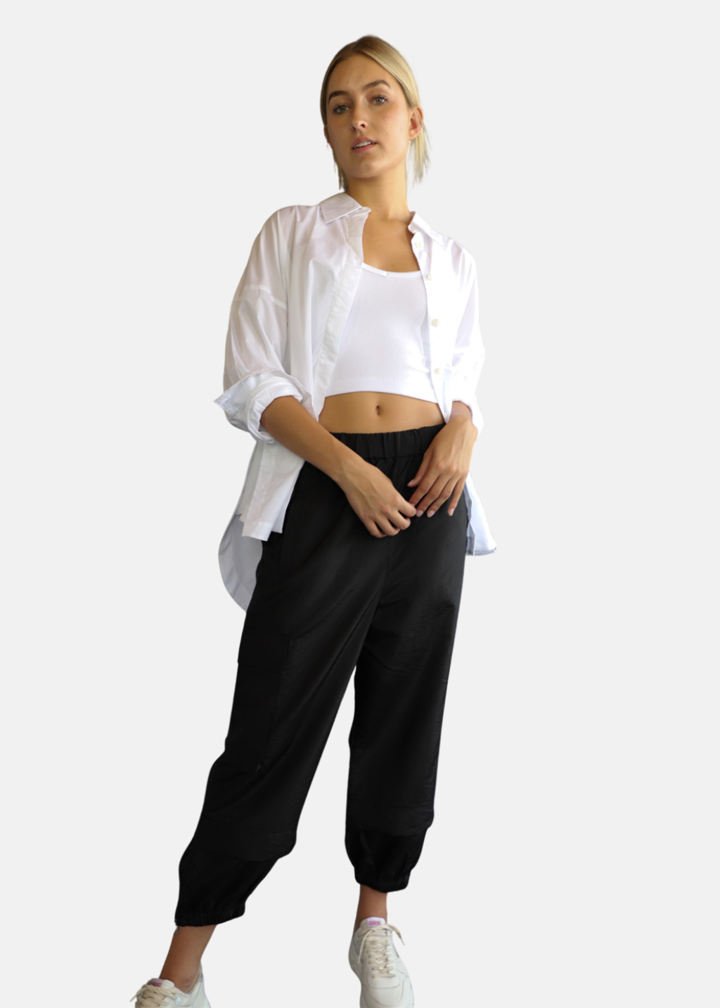 Tibi Crispy Nylon Wilt Pull On Jogger in Black | Shop Tula