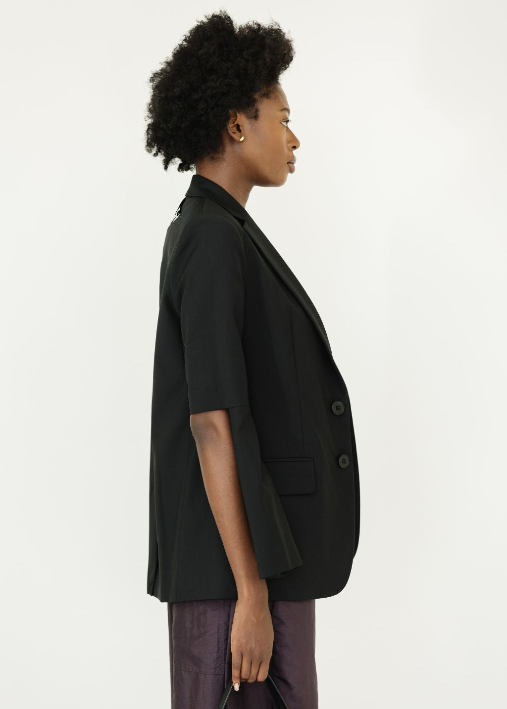 Tibi Cutout Sleeve Marlon Blazer in Black Side | Shop Tula