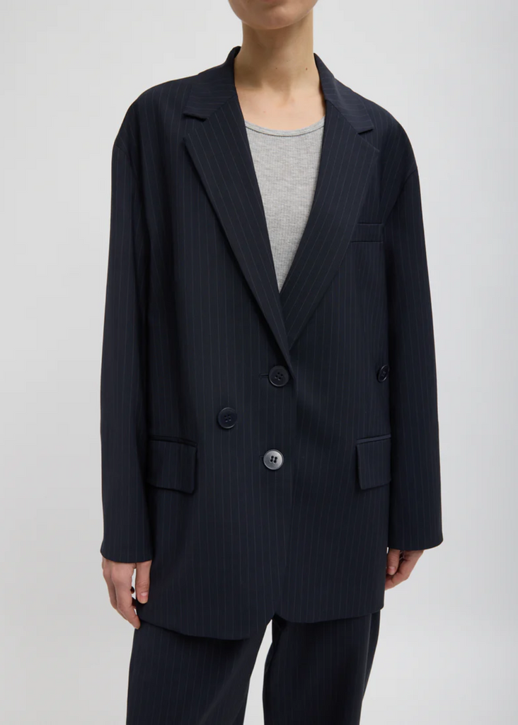 Tibi Dominic Pinstripe Detached Lapel Liam Blazer | Tula Online Store