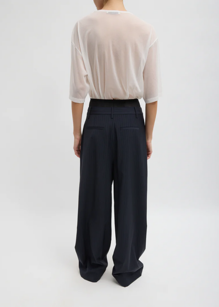 Tibi Dominic Pinstripe Stella Pant in Navy | Tula's Online Boutique