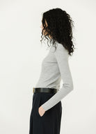 Tibi Feather Weight Ribbed Turtle Neck Pullover in Grey | Shop Tula