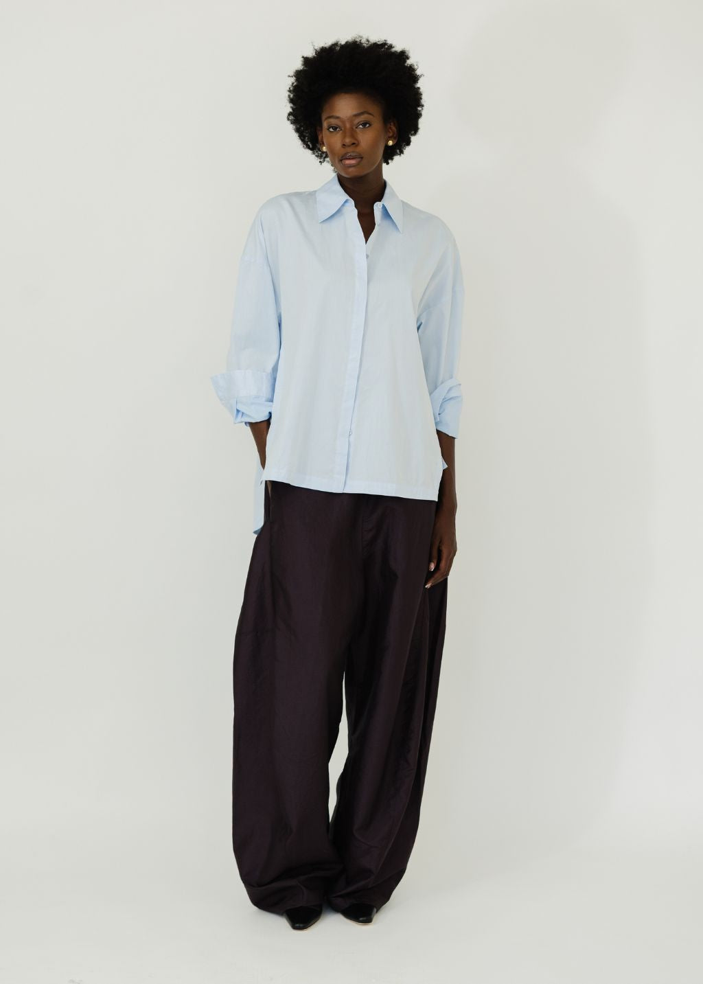 Tibi Gabe Oversized Shirt in Blue | Shop Tula