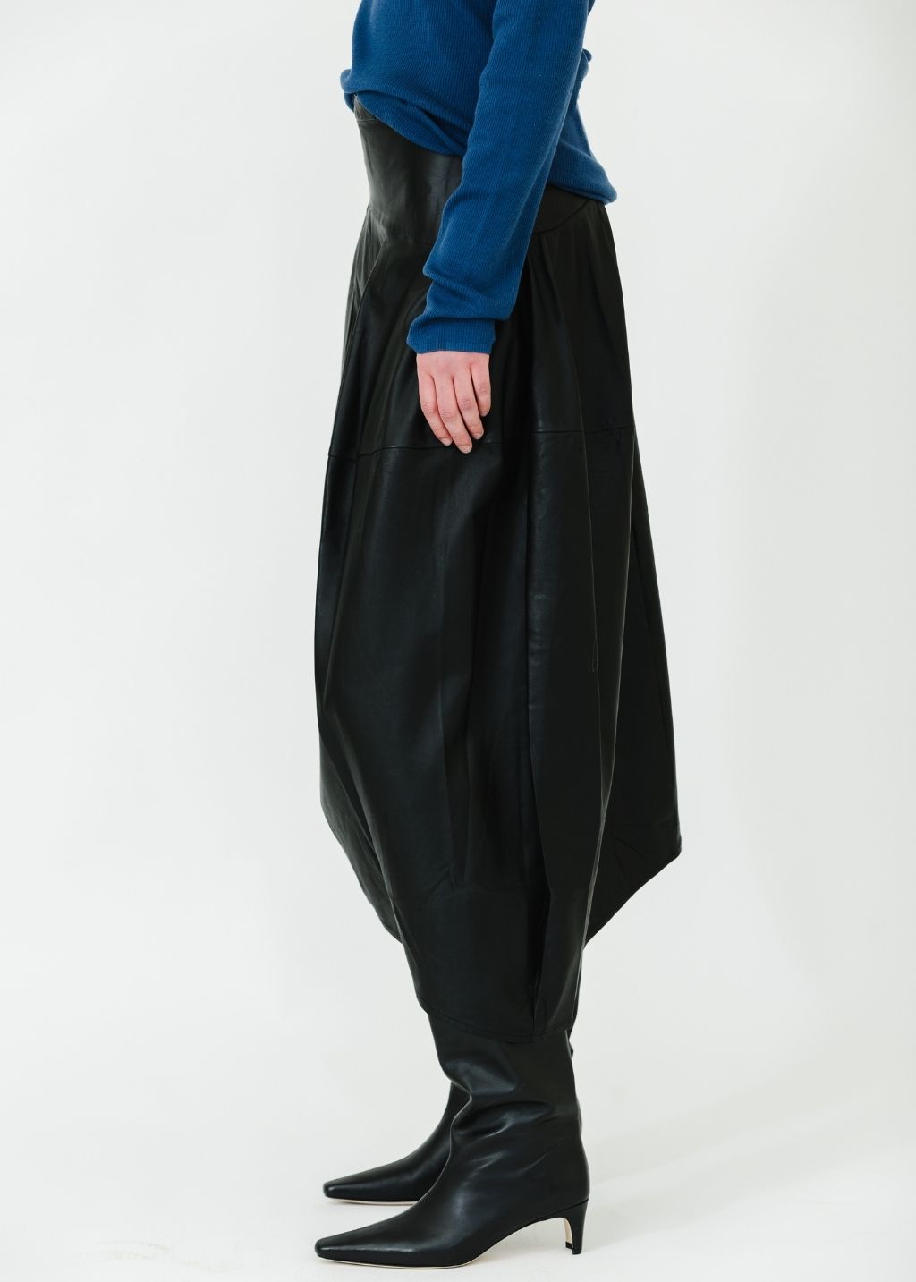 Tibi Leather Asymmetrical Balloon Skirt Side | Shop Tula
