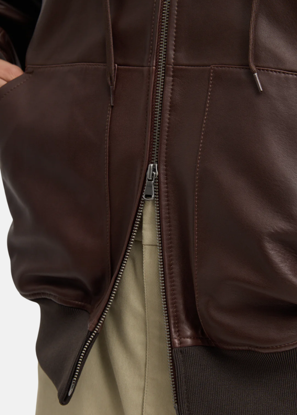 Tibi Leather Zip Up Hoodie Jacket | Shop Tula