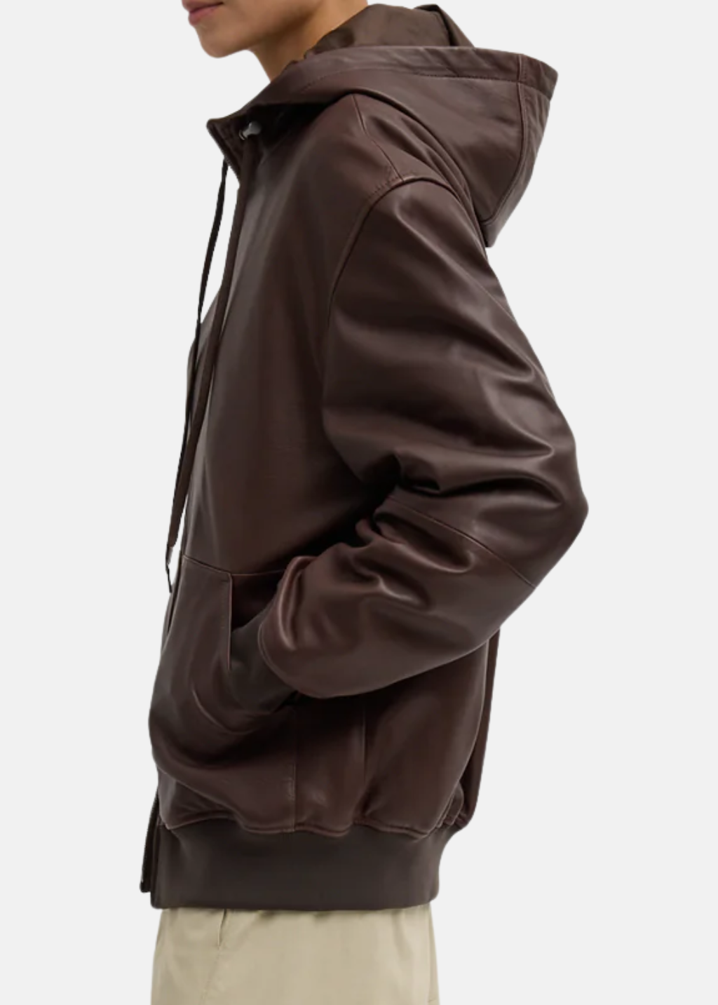 Tibi Leather Zip Up Hoodie Jacket | Shop Tula