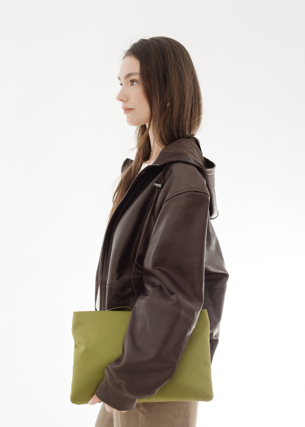 Tibi Leather Zip Up Hoodie Jacket | Shop Tula