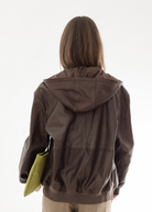 Tibi Leather Zip Up Hoodie Jacket | Shop Tula