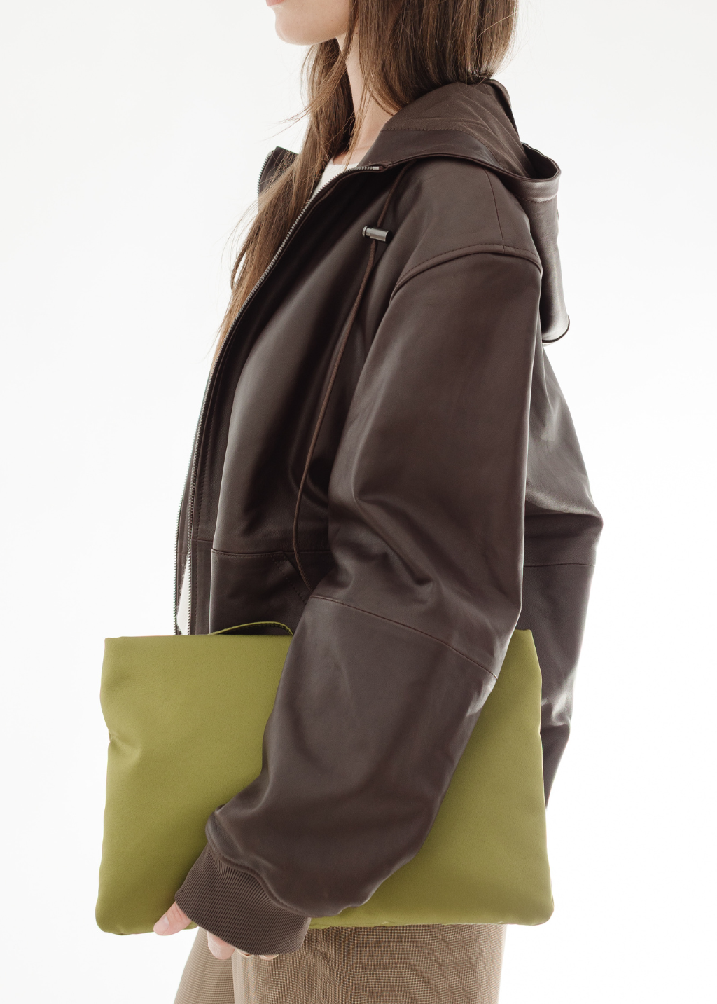 Tibi Leather Zip Up Hoodie Jacket | Shop Tula