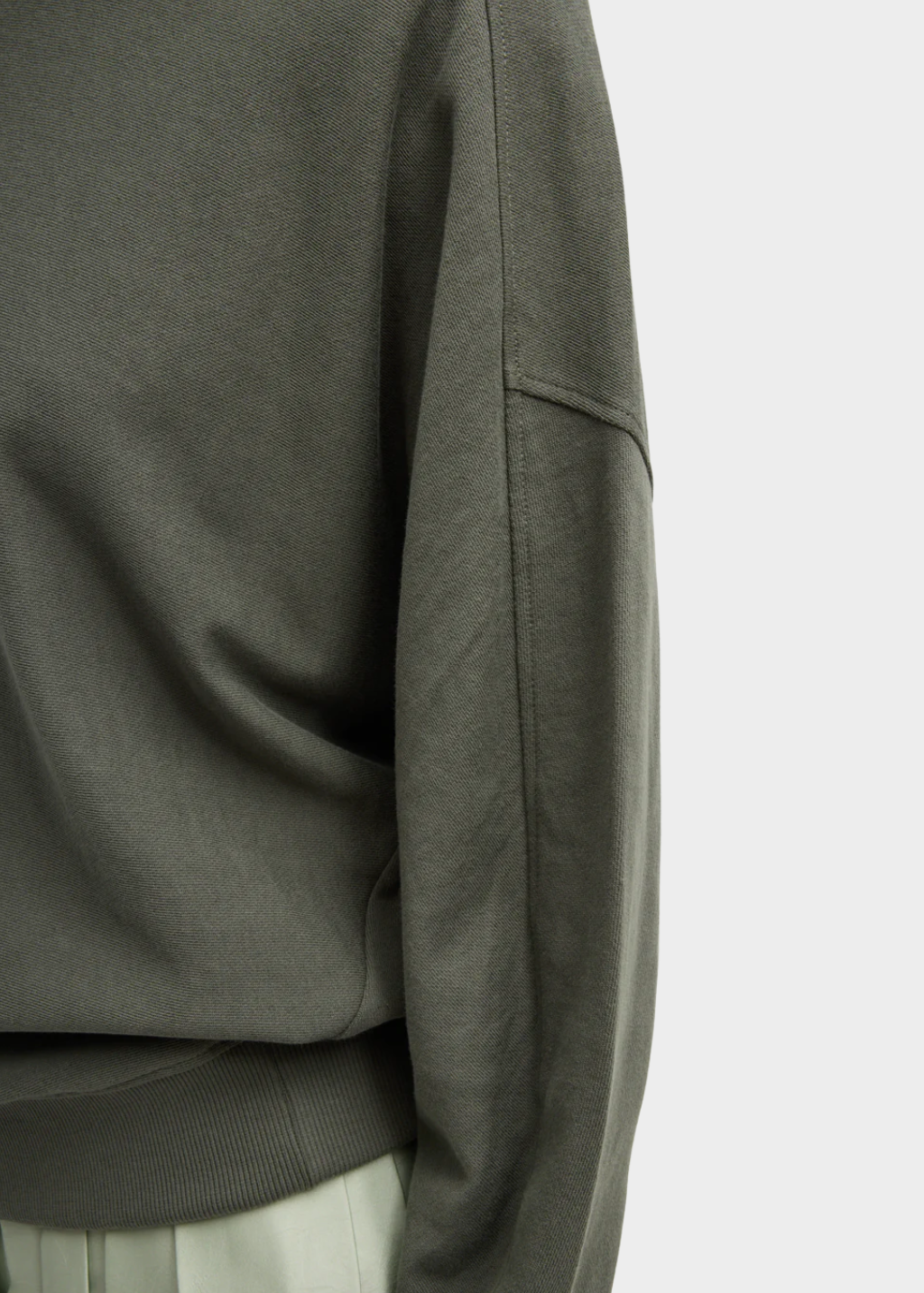 Tibi Light Weight Sweatshirting Crewneck in Olive | Shop Tula